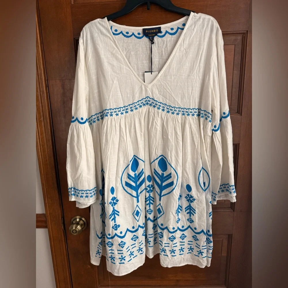 Piombo 100% Cotton Embroidered Mini Dress 🌊 - Picture 3 of 8